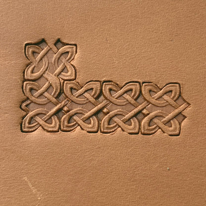 Celtic Knot leather stamp LT266 — pattern imprint on veg-tan leather