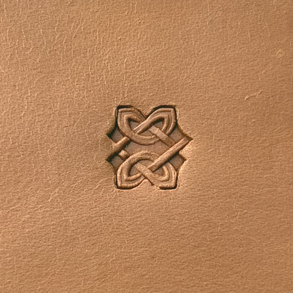 Celtic Knot leather stamp LT266 — single impression on veg-tan leather