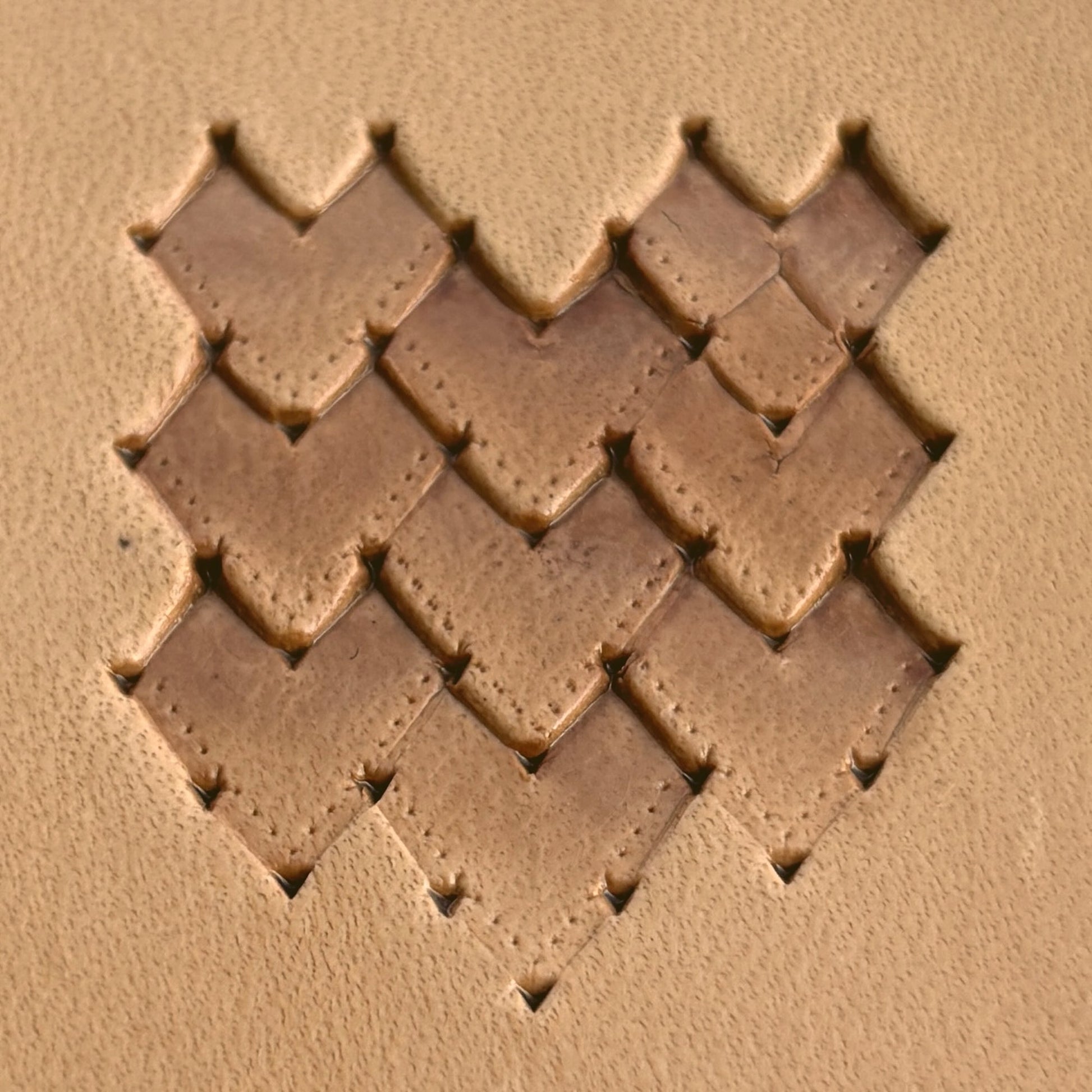 Scales leather stamp LT267 — brass stamping tool with imprint on natural veg-tan leather