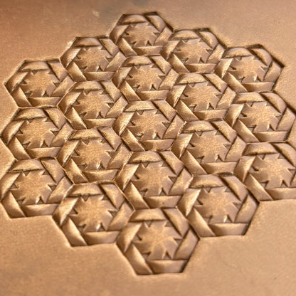 Geometric leather stamp LT269 — pattern imprint on veg-tan leather