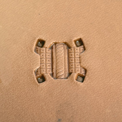 Basket Weave leather stamp LT270 — imprint on natural veg-tan leather
