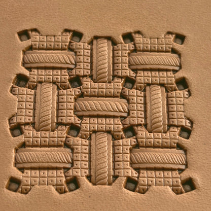 Basket Weave leather stamp LT270 — pattern imprint on veg-tan leather
