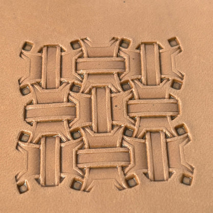 Basket Weave leather stamp LT271 — pattern imprint on veg-tan leather