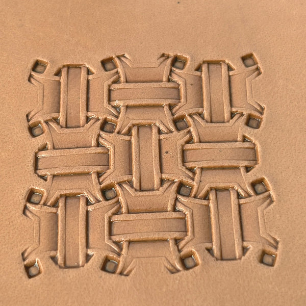 Basket Weave leather stamp LT271 — pattern imprint on veg-tan leather