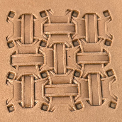 Basket Weave leather stamp LT271 — pattern imprint on veg-tan leather