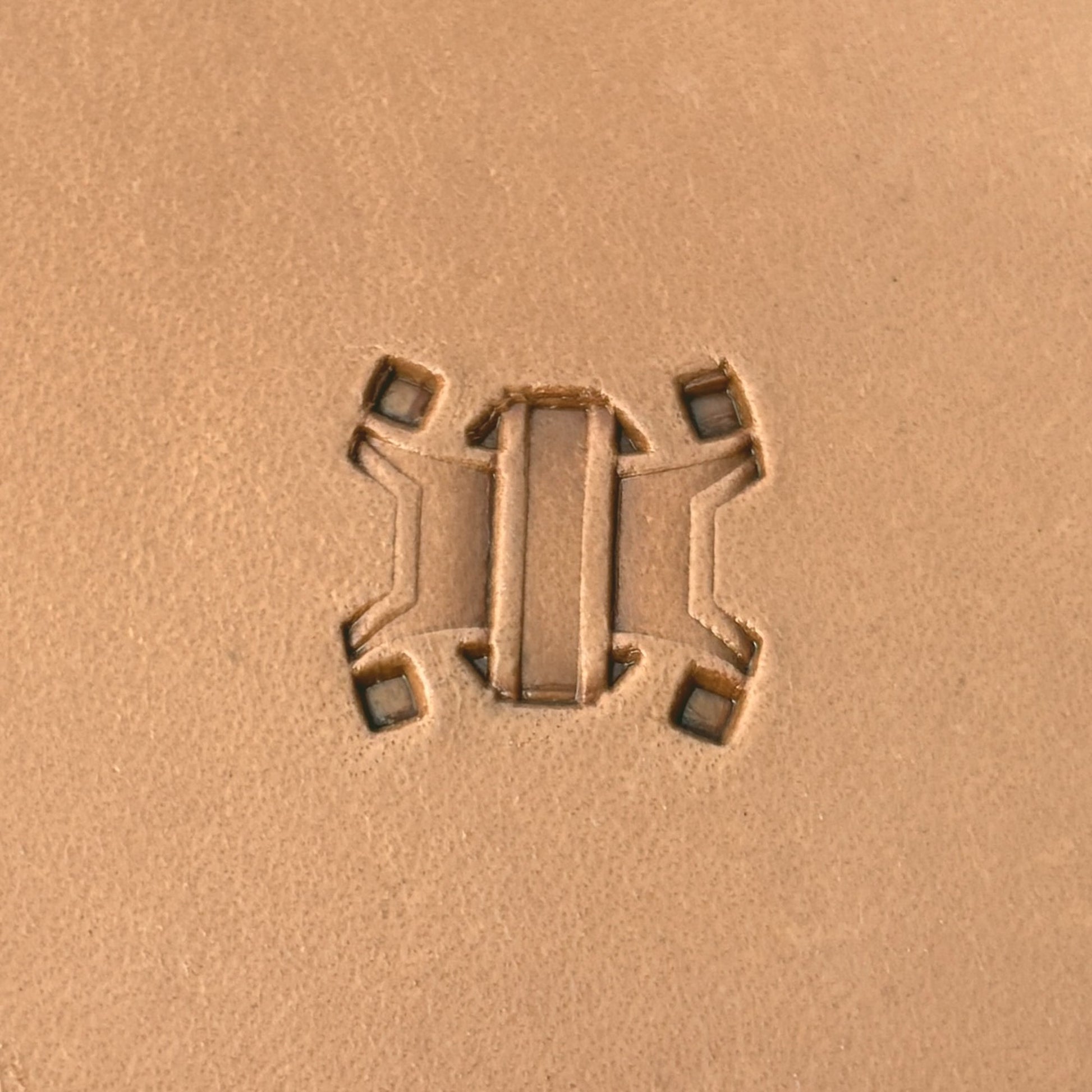 Basket Weave leather stamp LT271 — single impression on veg-tan leather