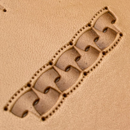 Chain Border leather stamp LT272 — pattern imprint on veg-tan leather