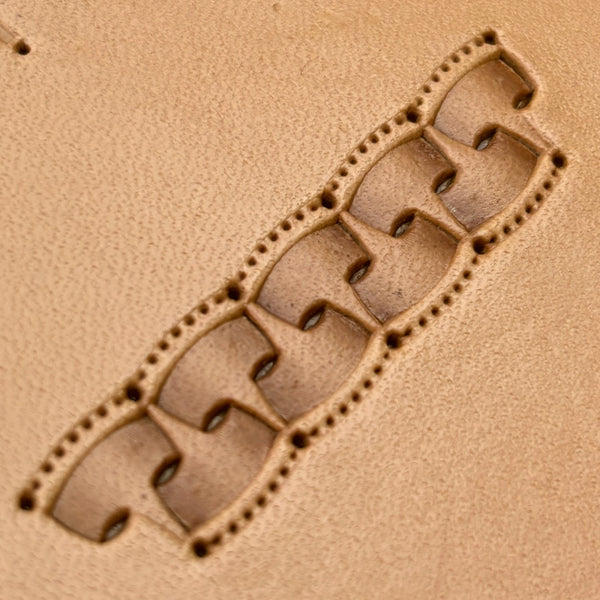 Chain Border leather stamp LT272 — pattern imprint on veg-tan leather