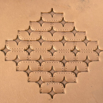 Star Tiles leather stamp LT273 — pattern imprint on veg-tan leather
