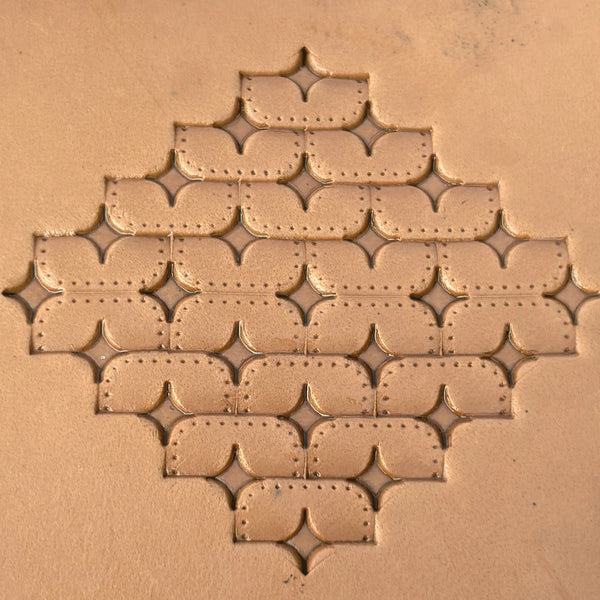 Star Tiles leather stamp LT273 — pattern imprint on veg-tan leather