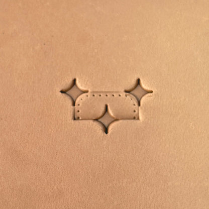 Star Tiles leather stamp LT273 — pattern imprint on veg-tan leather