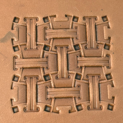 Basket Weave leather stamp LT274 — pattern imprint on veg-tan leather