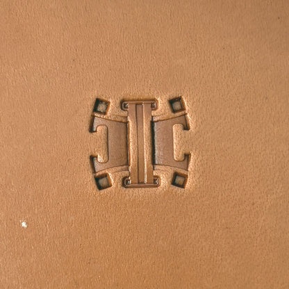 Basket Weave leather stamp LT274 — single impression on veg-tan leather