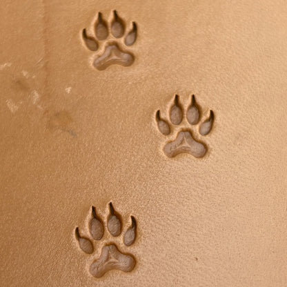 Wild Track Paw leather stamp LT277 — pattern imprint on veg-tan leather