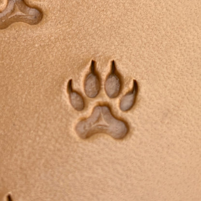 Wild Track Paw leather stamp LT277 — single impression on veg-tan leather