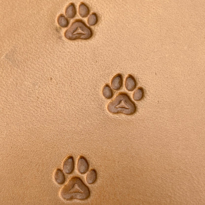 Paw Cat leather stamp LT278 — pattern imprint on veg-tan leather