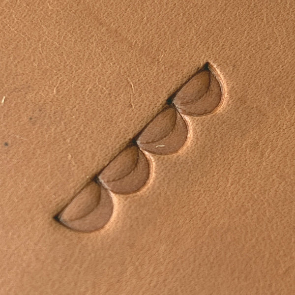 Half Moon leather stamp LT285 — pattern imprint on veg-tan leather