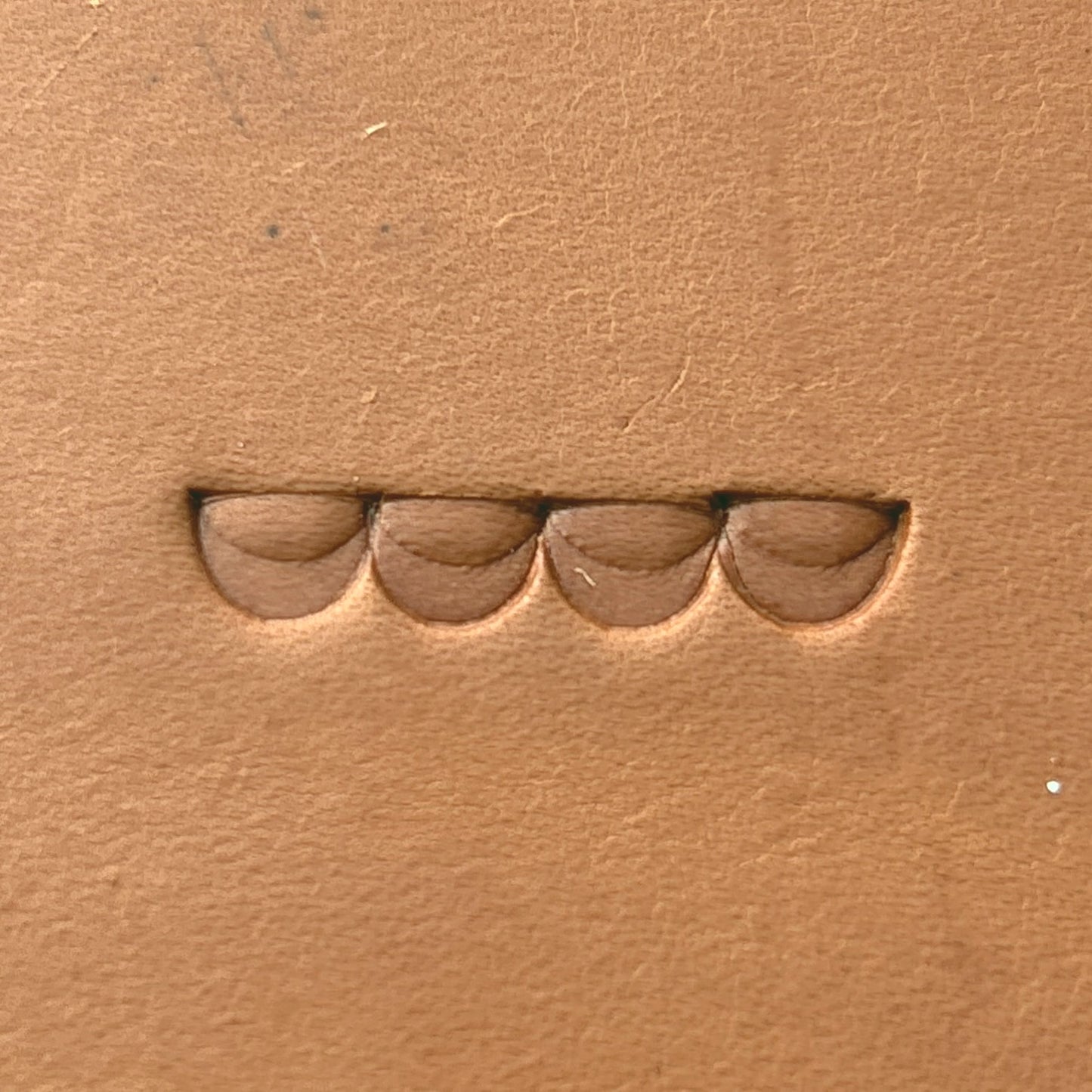 Half Moon leather stamp LT285 — pattern imprint on veg-tan leather
