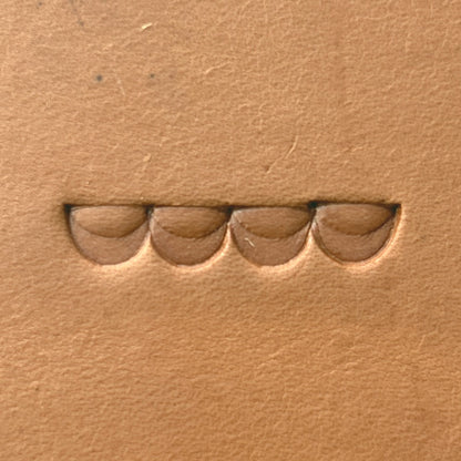 Half Moon leather stamp LT285 — pattern imprint on veg-tan leather