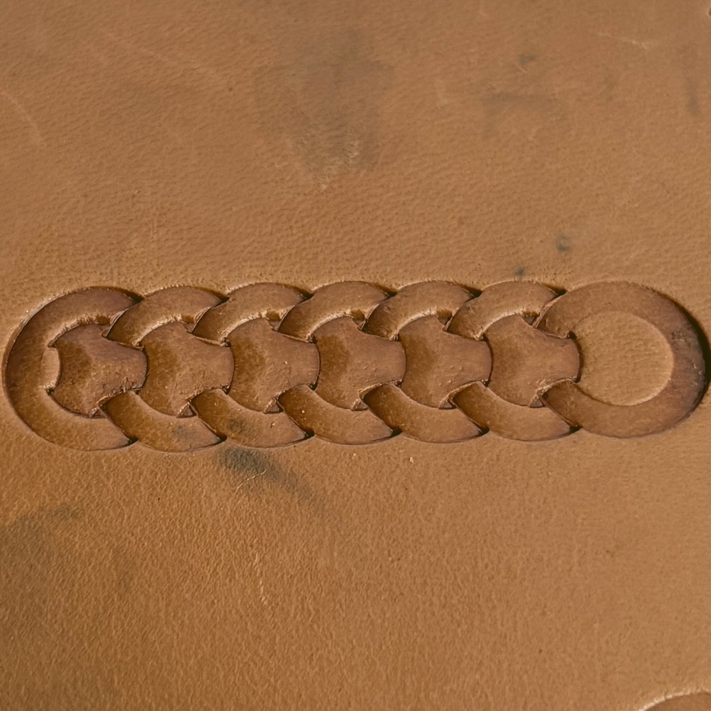 Geometric leather stamp LT286 — pattern imprint on veg-tan leather
