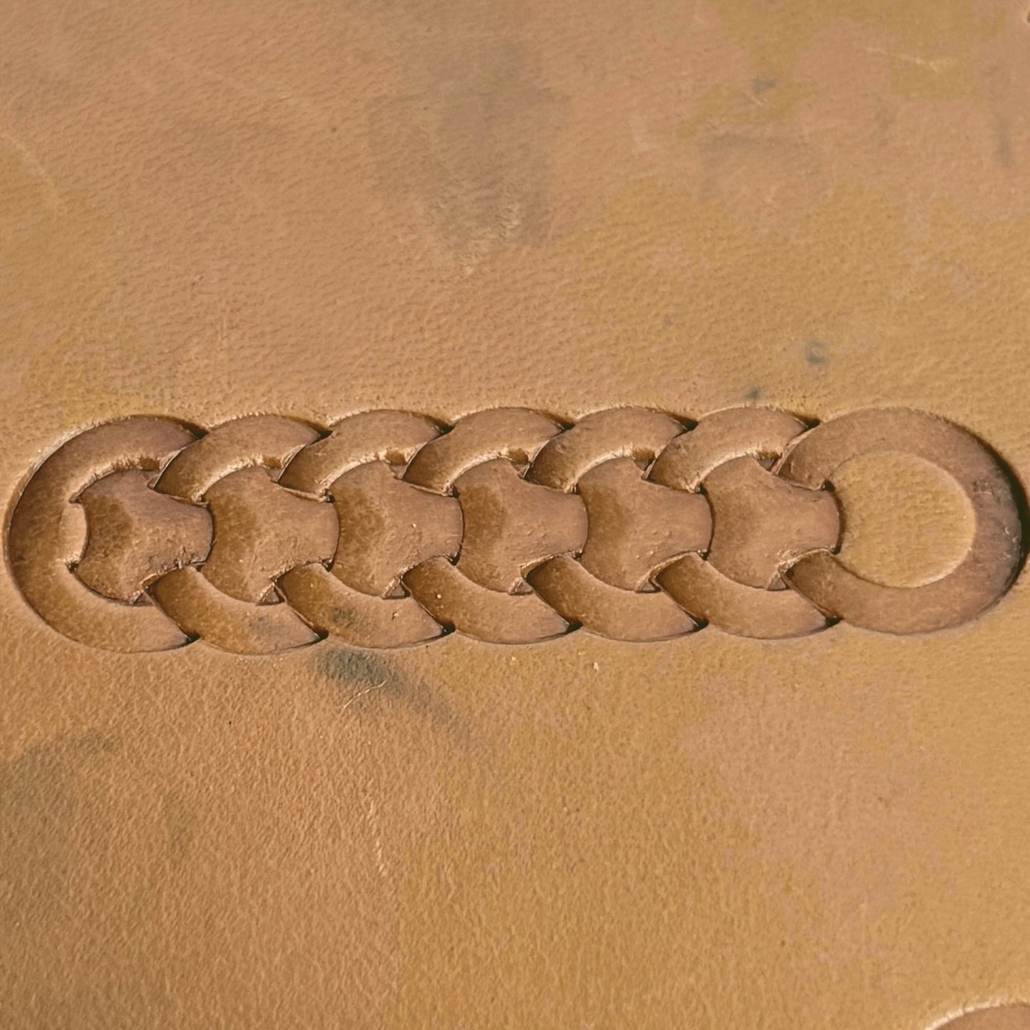 Geometric leather stamp LT286 — pattern imprint on veg-tan leather