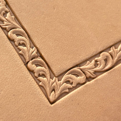 Ornamental leather stamp LT288 — pattern imprint on veg-tan leather