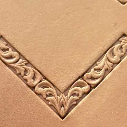 Ornamental leather stamp LT288 — pattern imprint on veg-tan leather