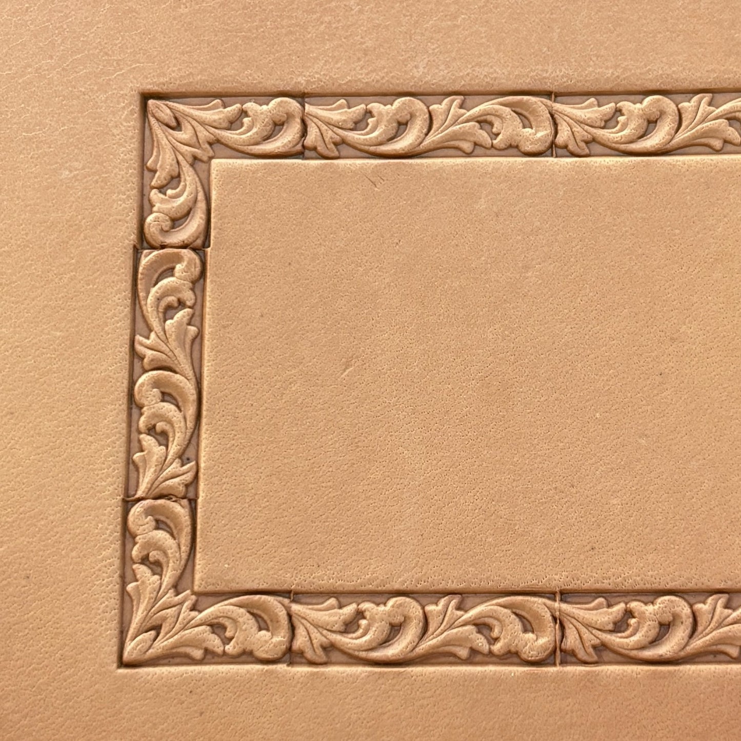 Ornamental leather stamp LT288 — pattern imprint on veg-tan leather