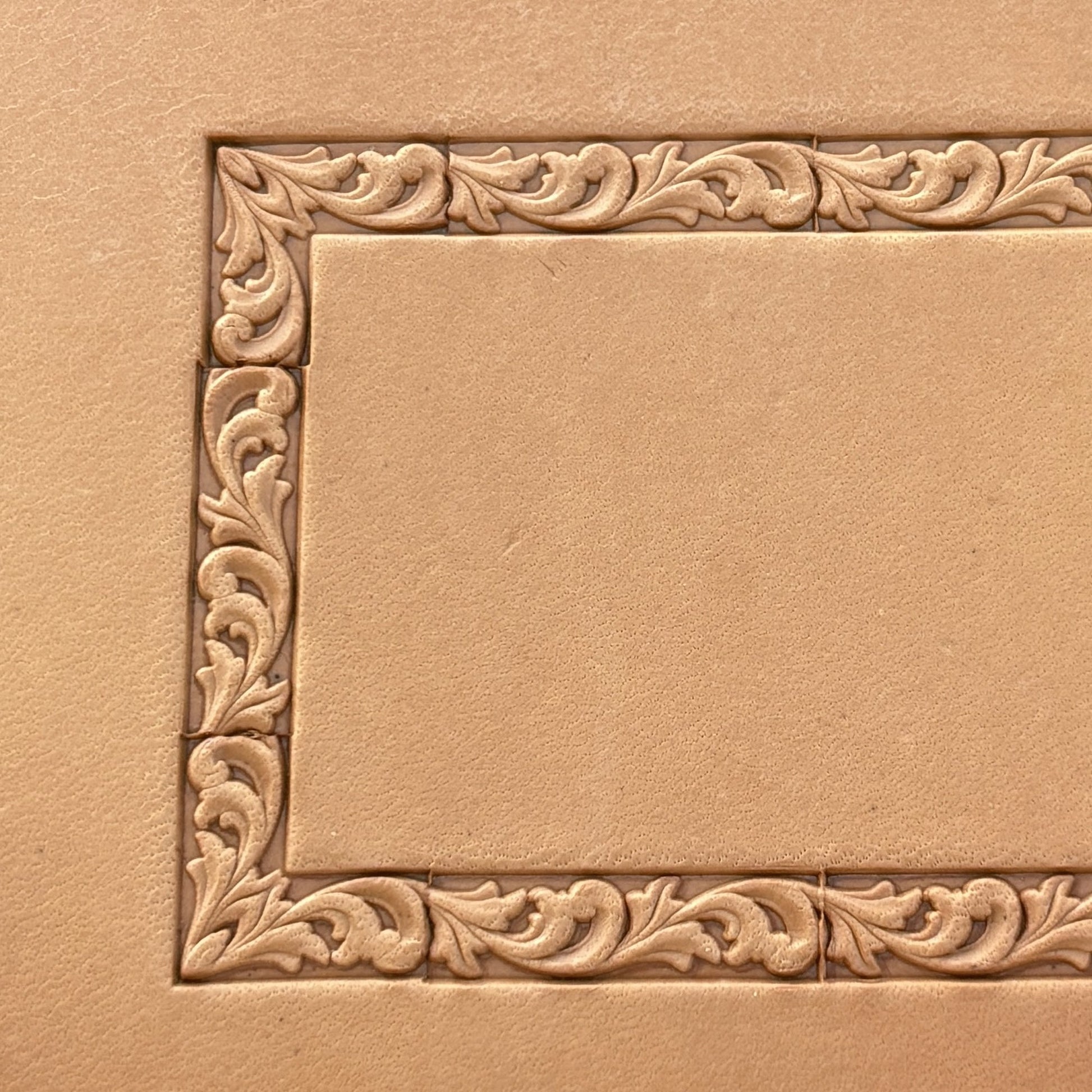 Ornamental leather stamp LT288 — pattern imprint on veg-tan leather