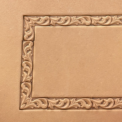 Ornamental leather stamp LT288 — pattern imprint on veg-tan leather