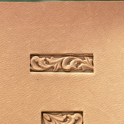 Ornamental leather stamp LT288 — pattern imprint on veg-tan leather