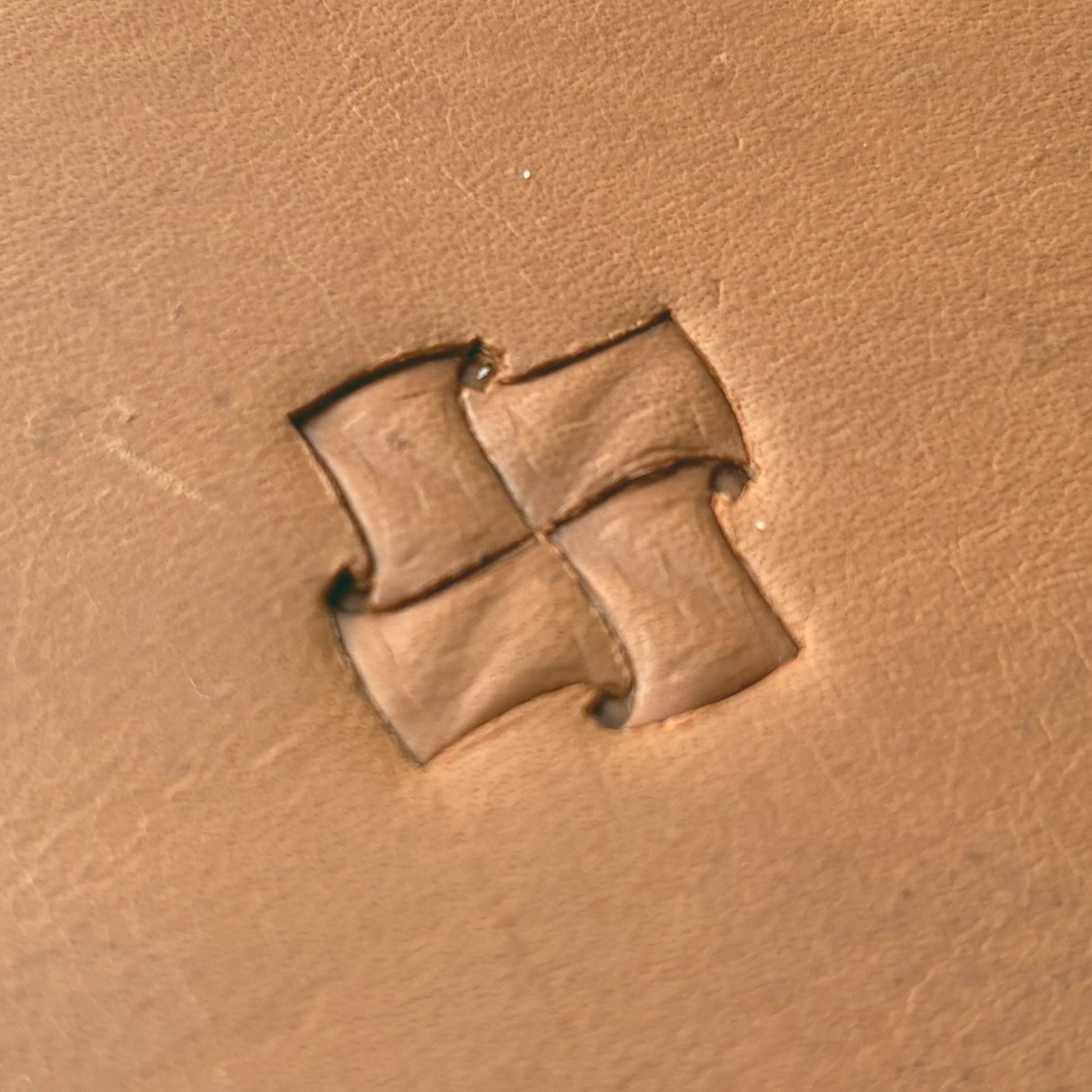 Pinwheel Geometric leather stamp LT289 — pattern imprint on veg-tan leather
