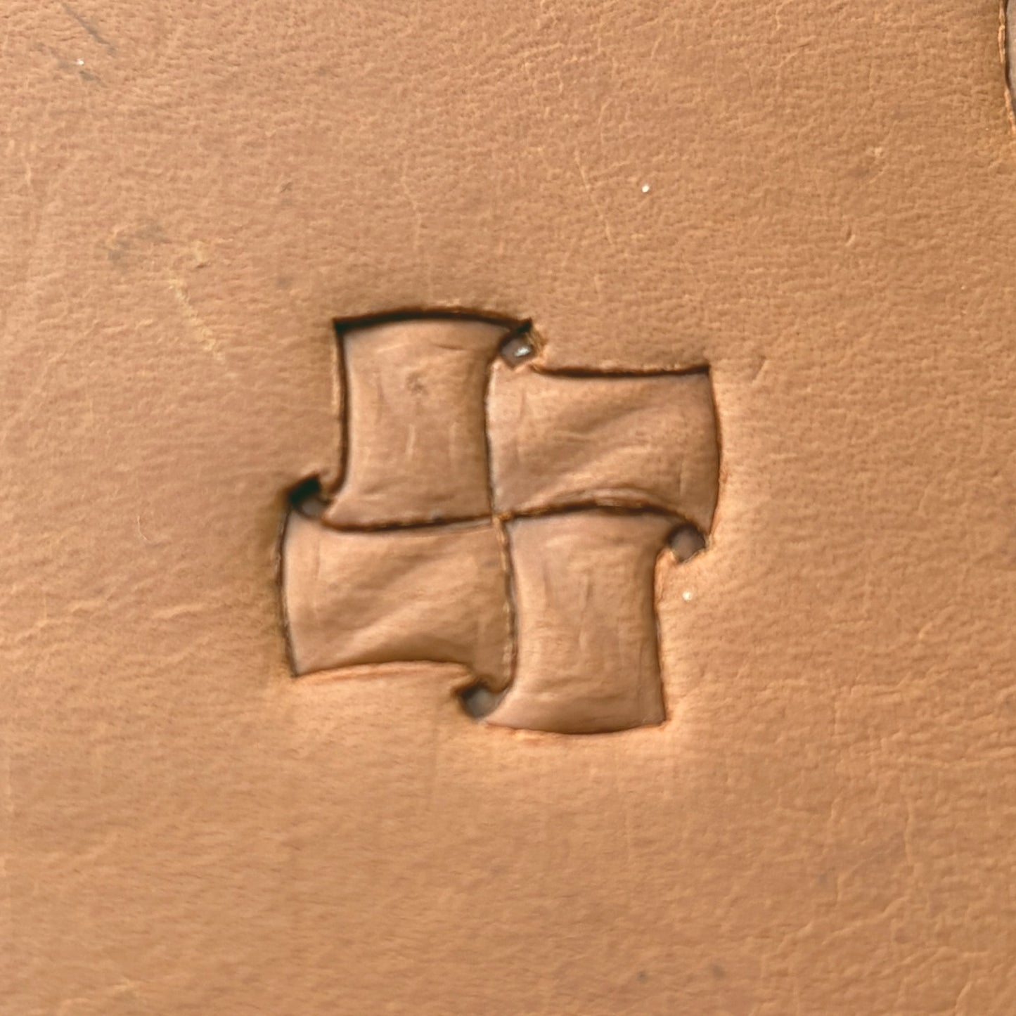 Pinwheel Geometric leather stamp LT289 — pattern imprint on veg-tan leather