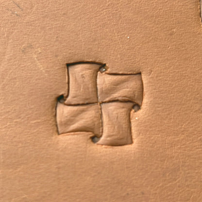 Pinwheel Geometric leather stamp LT289 — pattern imprint on veg-tan leather