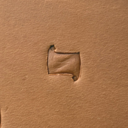 Pinwheel Geometric leather stamp LT289 — single impression on veg-tan leather