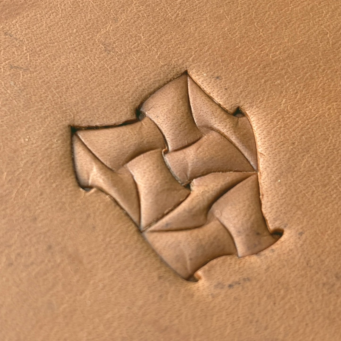 Twisted Shape Geometric leather stamp LT290 — pattern imprint on veg-tan leather