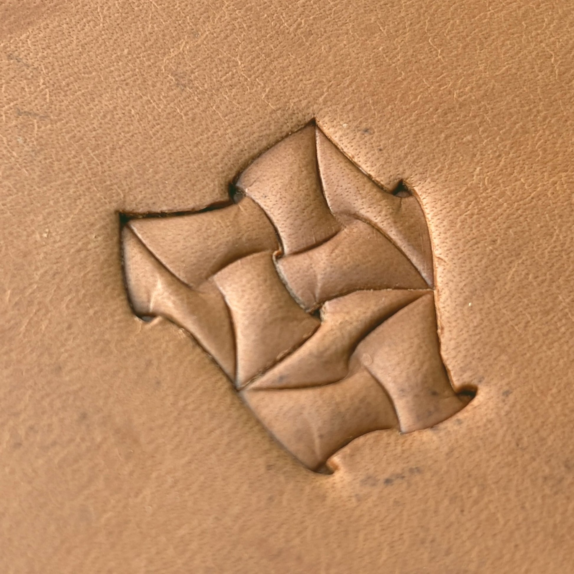 Twisted Shape Geometric leather stamp LT290 — pattern imprint on veg-tan leather