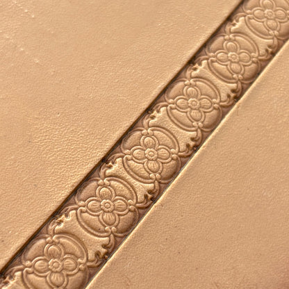 Floral Border leather stamp LT294 — pattern imprint on veg-tan leather