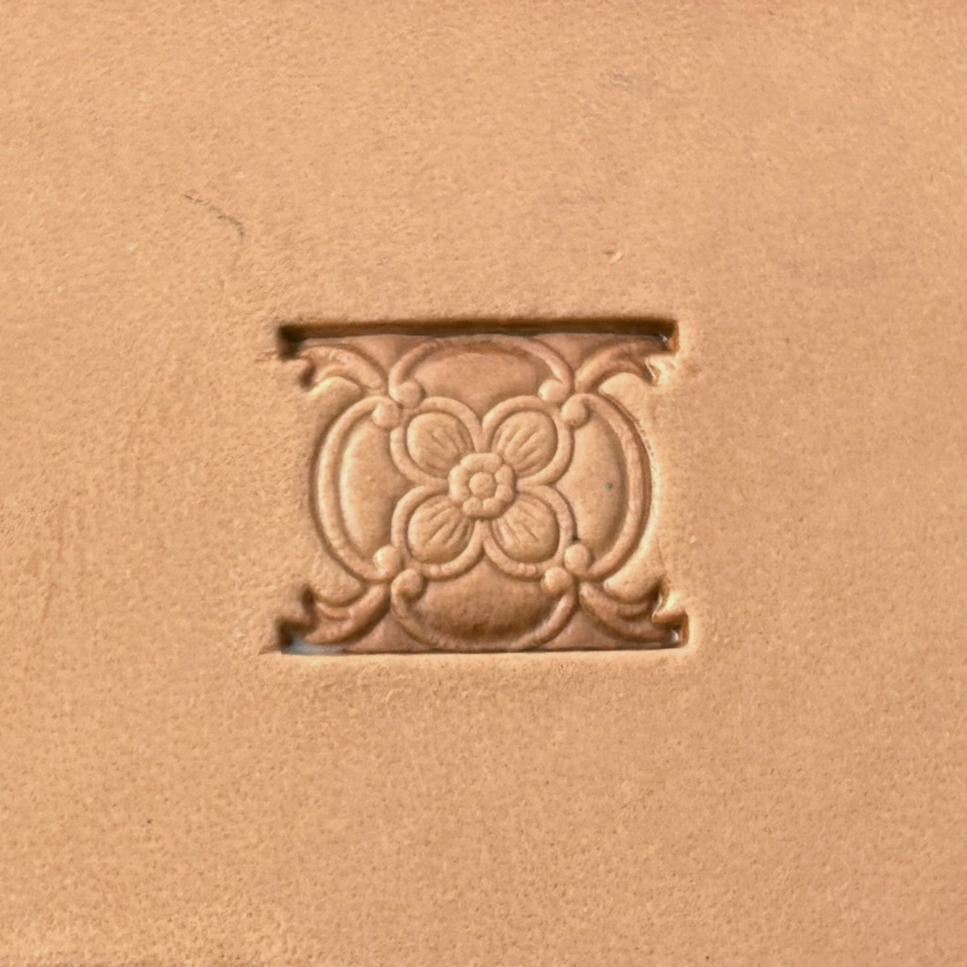 Floral Border leather stamp LT294 — pattern imprint on veg-tan leather