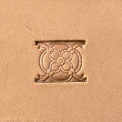 Floral Border leather stamp LT294 — pattern imprint on veg-tan leather