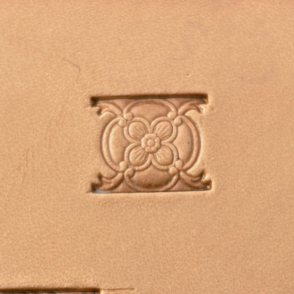 Floral Border leather stamp LT294 — single impression on veg-tan leather