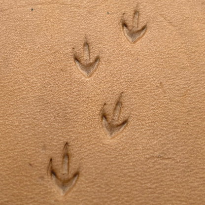 Bird Track Footprint leather stamp LT296 — pattern imprint on veg-tan leather
