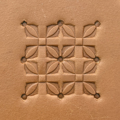 Floral Grid Geometric leather stamp LT297 — pattern imprint on veg-tan leather