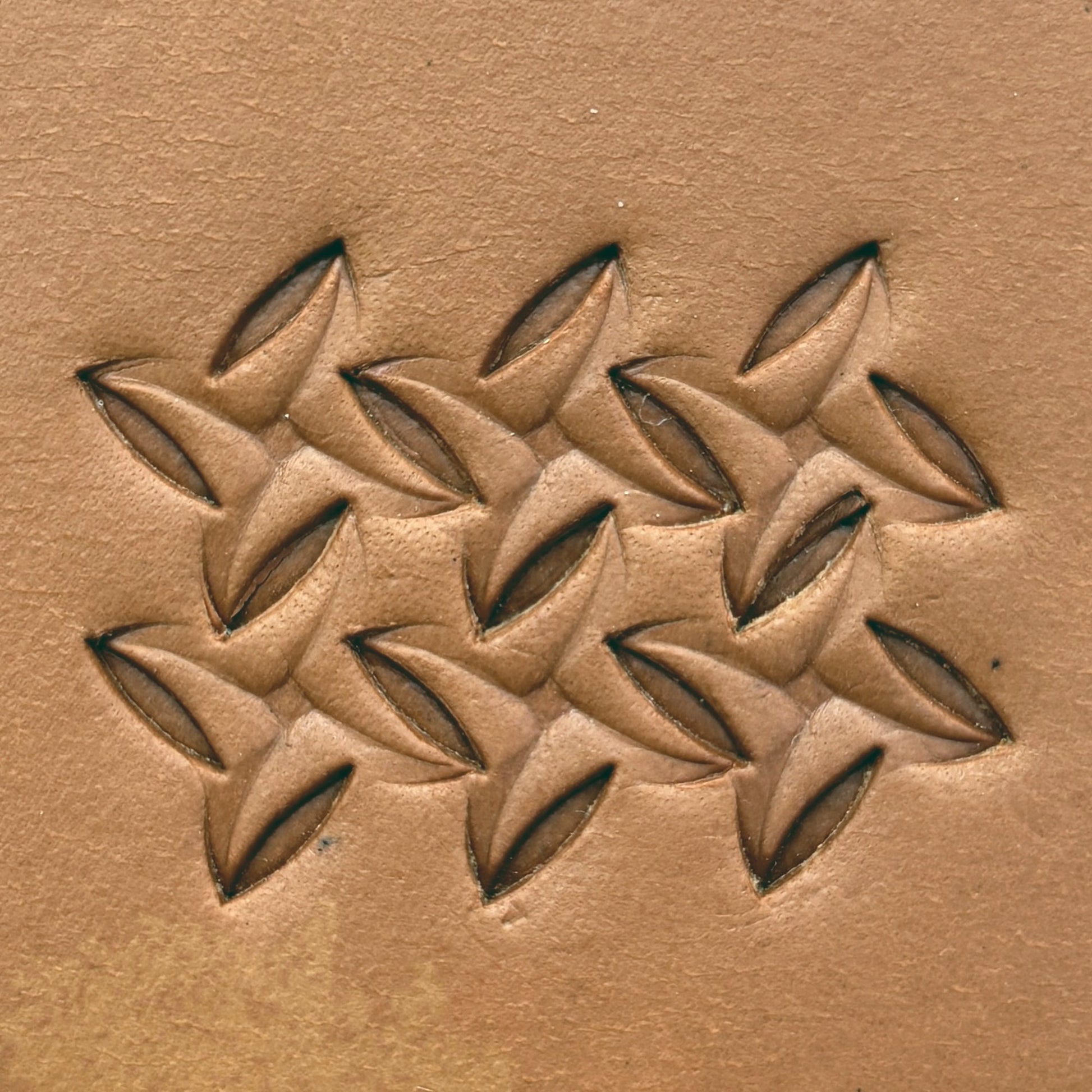 Interlocking Shapes Geometric leather stamp LT300 — pattern imprint on veg-tan leather