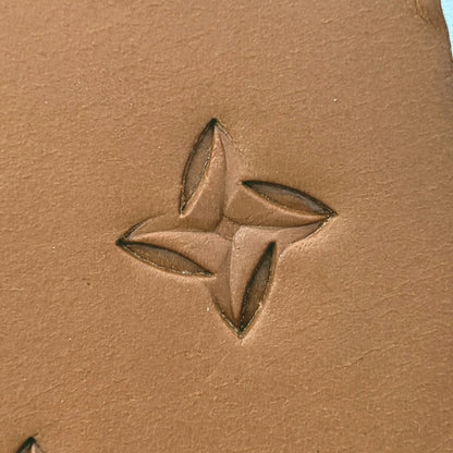Interlocking Shapes Geometric leather stamp LT300 — single impression on veg-tan leather