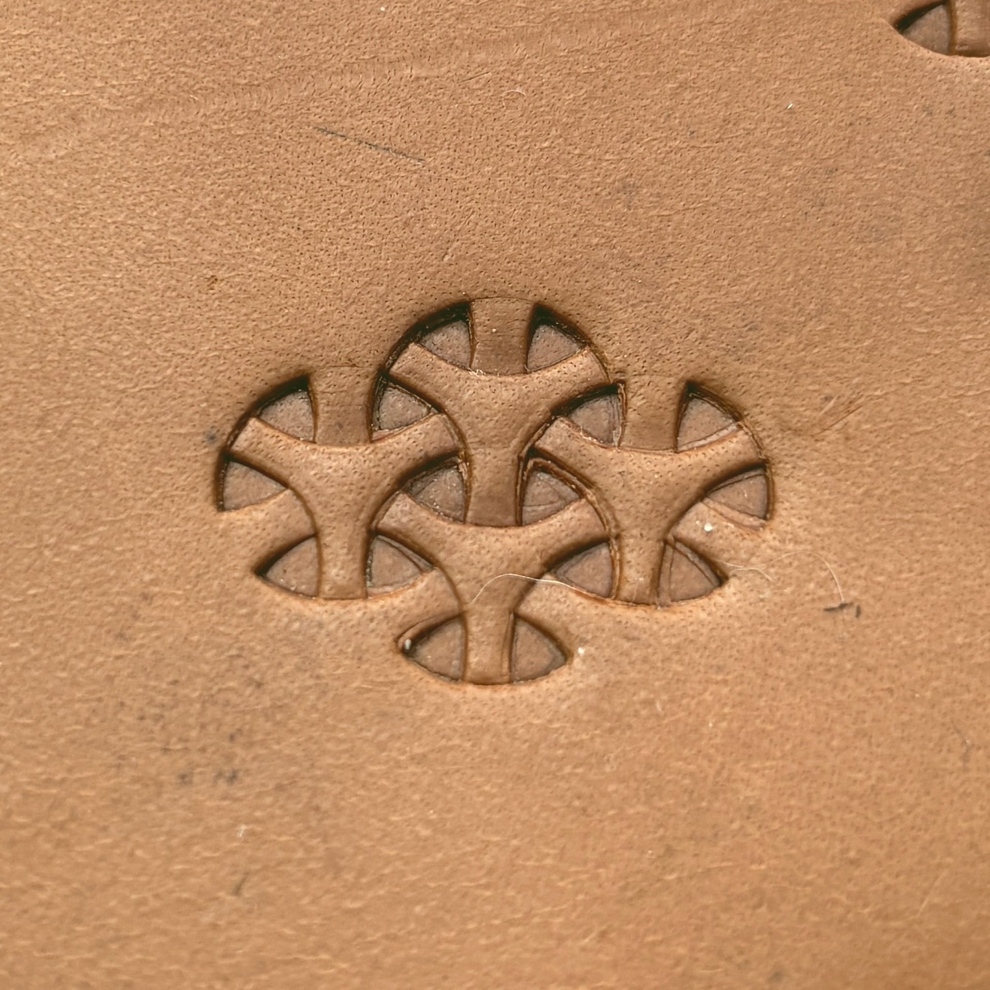 Tri leather stamp LT301 — pattern imprint on veg-tan leather
