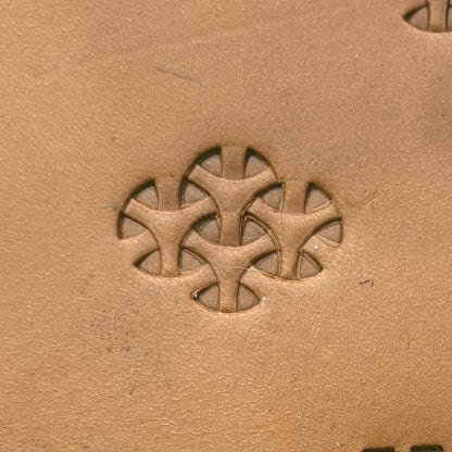 Tri leather stamp LT301 — single impression on veg-tan leather