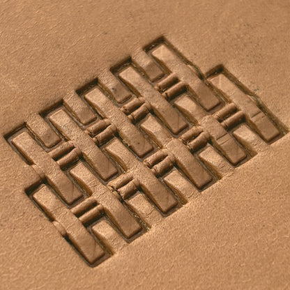 Interlocking Blocks Basket Weave leather stamp LT302 — pattern imprint on veg-tan leather