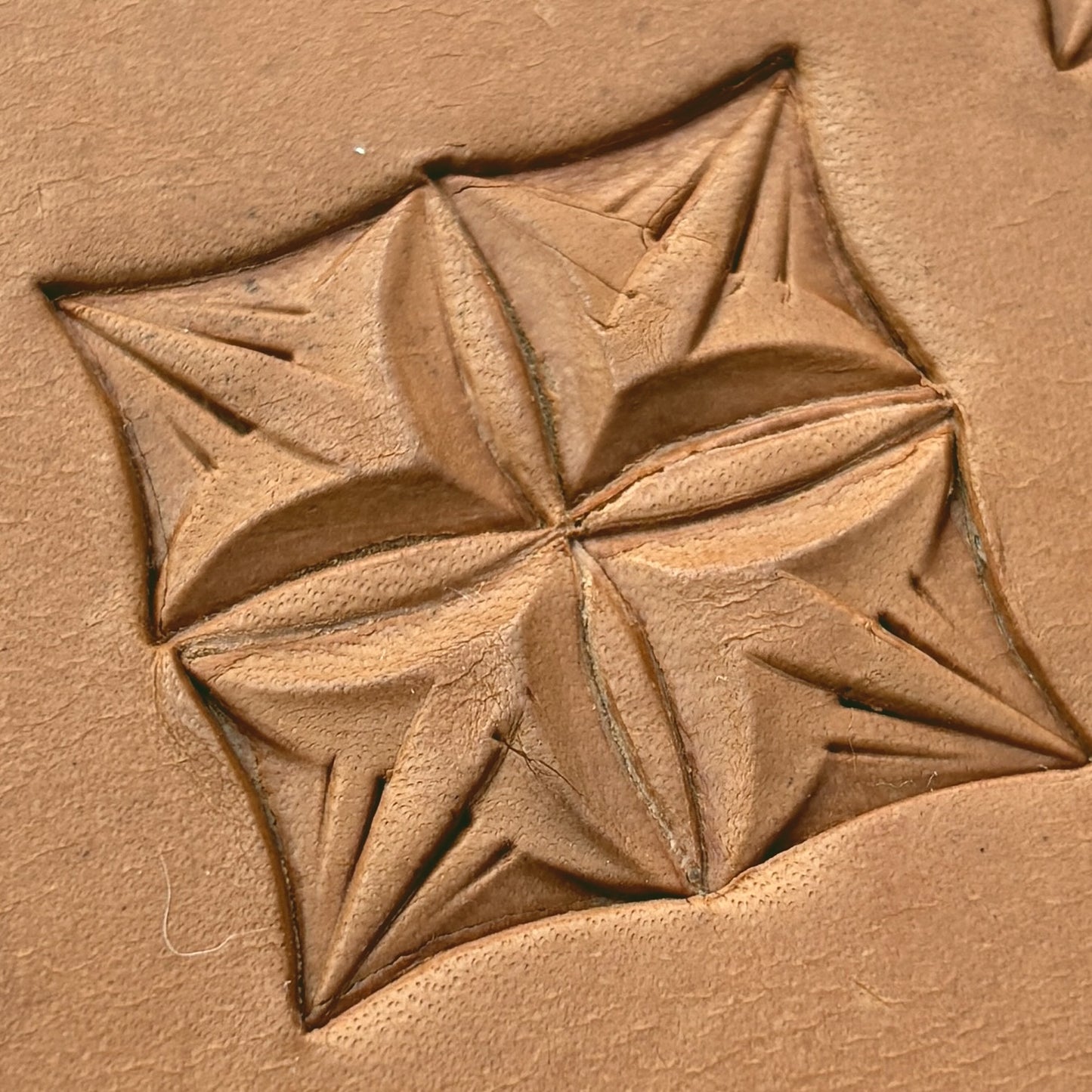 Star Shape Geometric leather stamp LT305 — pattern imprint on veg-tan leather