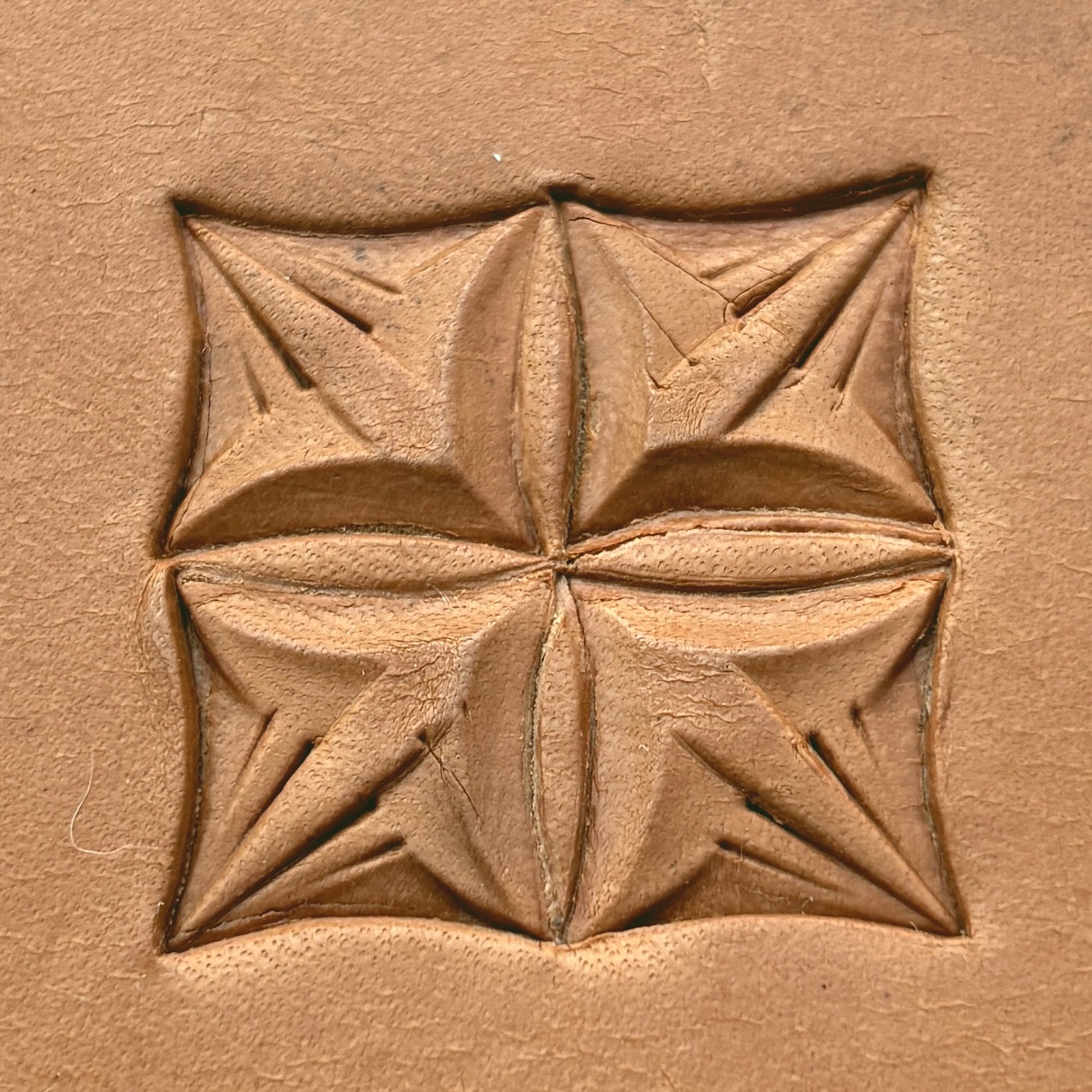 Star Shape Geometric leather stamp LT305 — pattern imprint on veg-tan leather